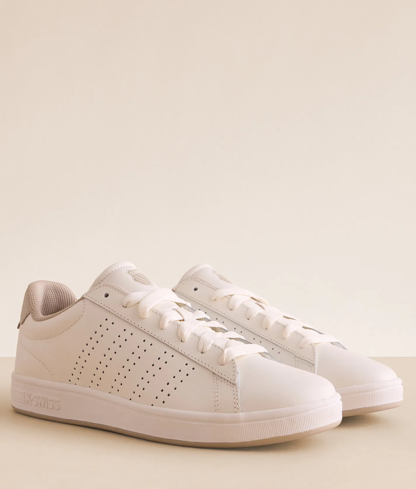 K-Swiss Court Base II Leather Sneaker Snow Wht Lght Gry Peyote Best