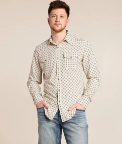 Tops | Gentry County Cowboy Athletic Performance Stretch Shirt Cream Brown