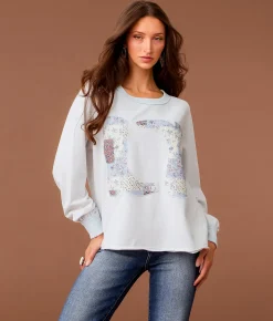Tops | Sterling & Stitch Cowboy Boot Patchwork Pullover Illusion Blue