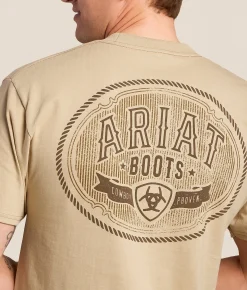 Ariat Cowboy Buckle T-Shirt Sand New