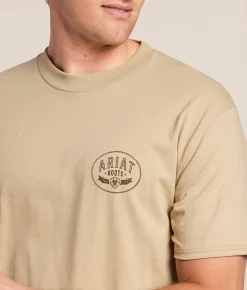 Ariat Cowboy Buckle T-Shirt Sand New