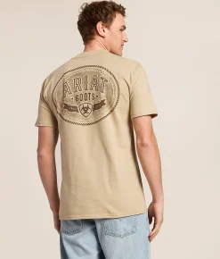 Ariat Cowboy Buckle T-Shirt Sand New