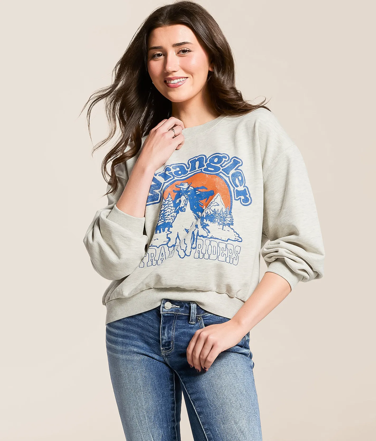 Tops | Wrangler® Cowboy Country Oversized Pullover Oat Mele