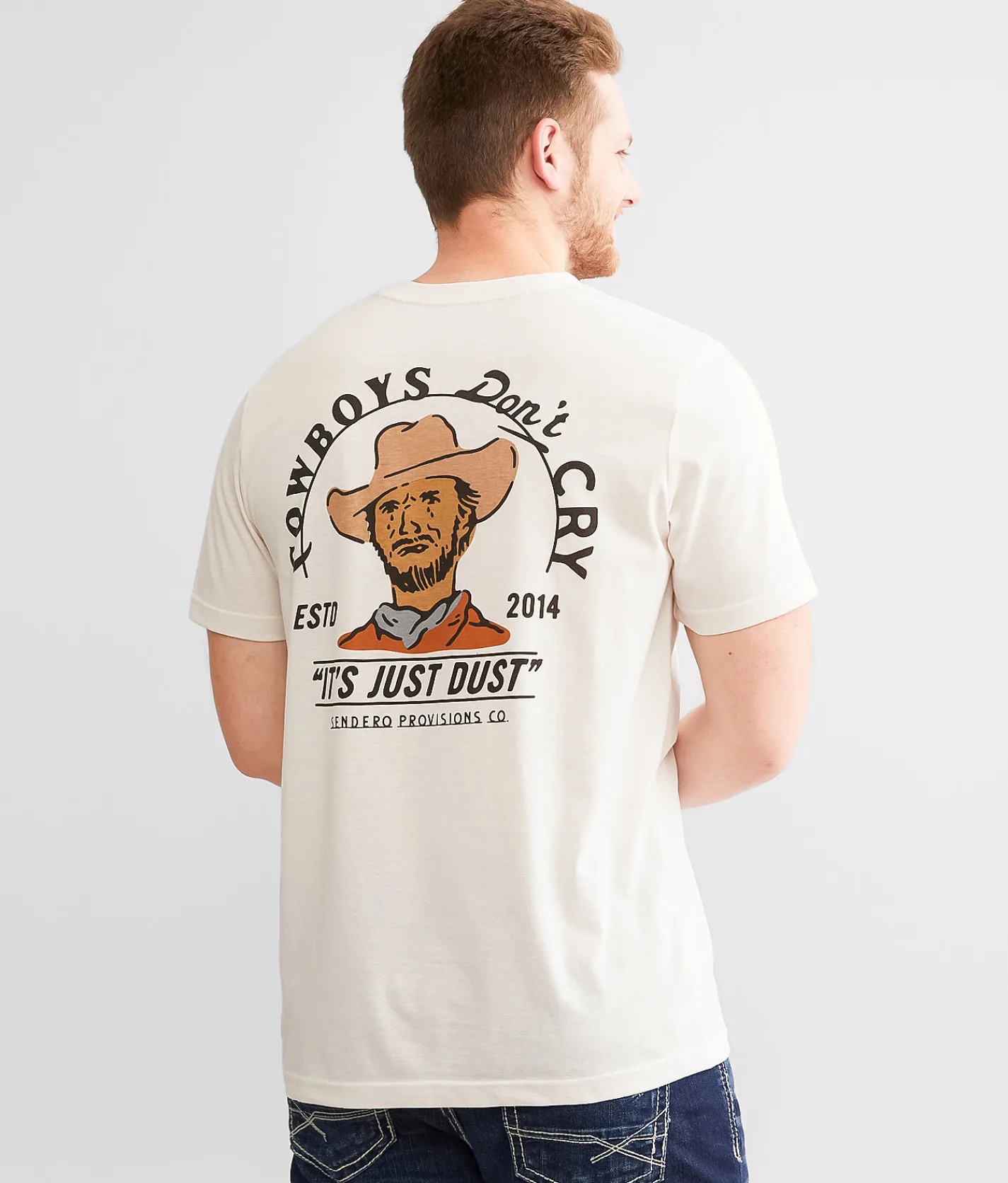 Sendero Provisions Co. Cowboys Don't Cry T-Shirt Vintage White Clearance