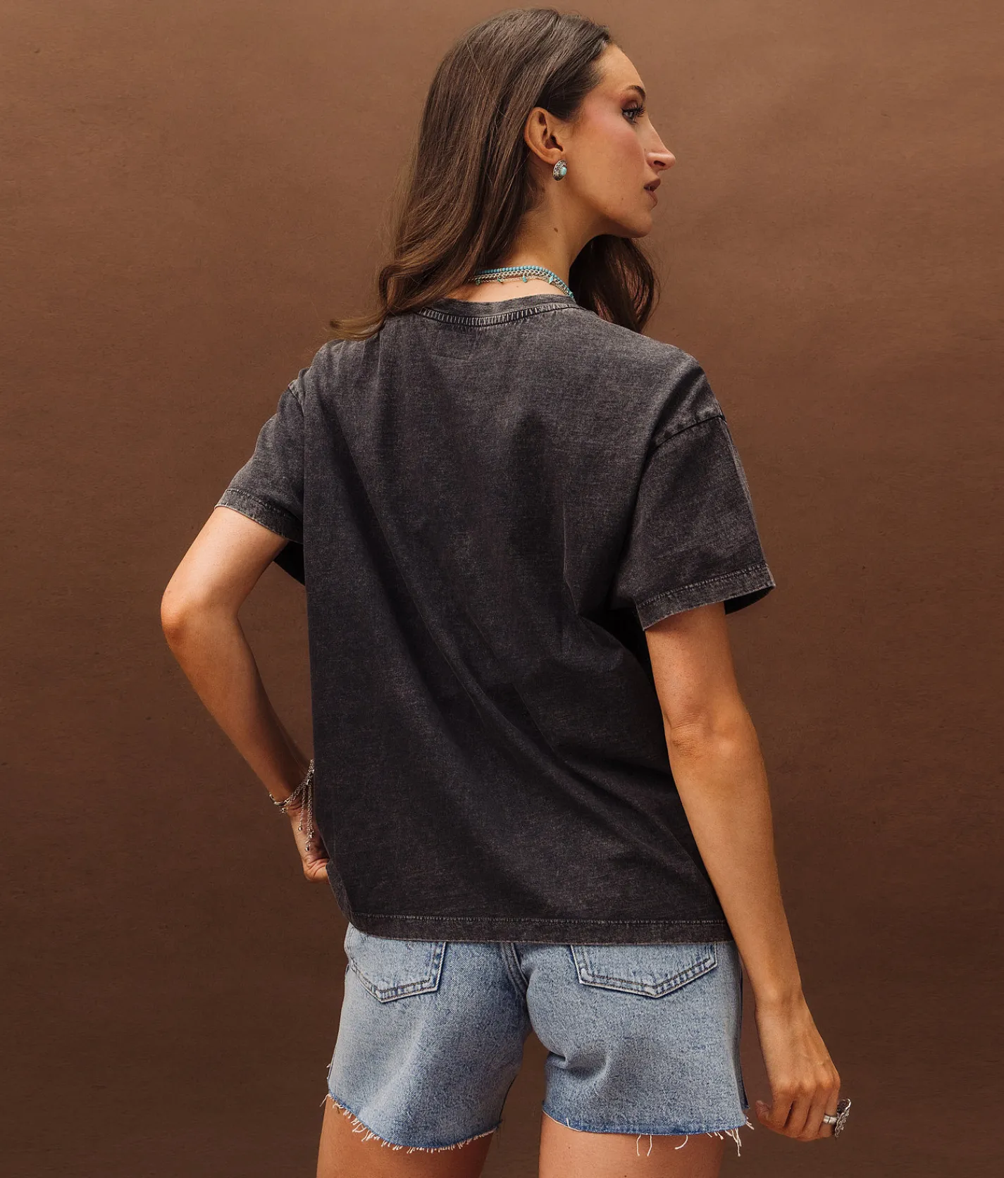 Tops | Sterling & Stitch Cowgirl Blues Oversized T-Shirt Washed Black