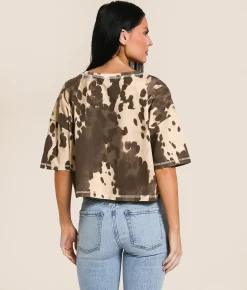 Tops | Gilded Intent Cropped T-Shirt Cow Print
