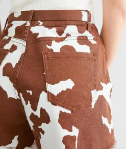 Bottoms|Shorts | Sterling & Stitch Cow Print Short Brown