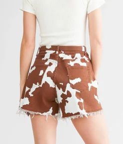 Bottoms|Shorts | Sterling & Stitch Cow Print Short Brown