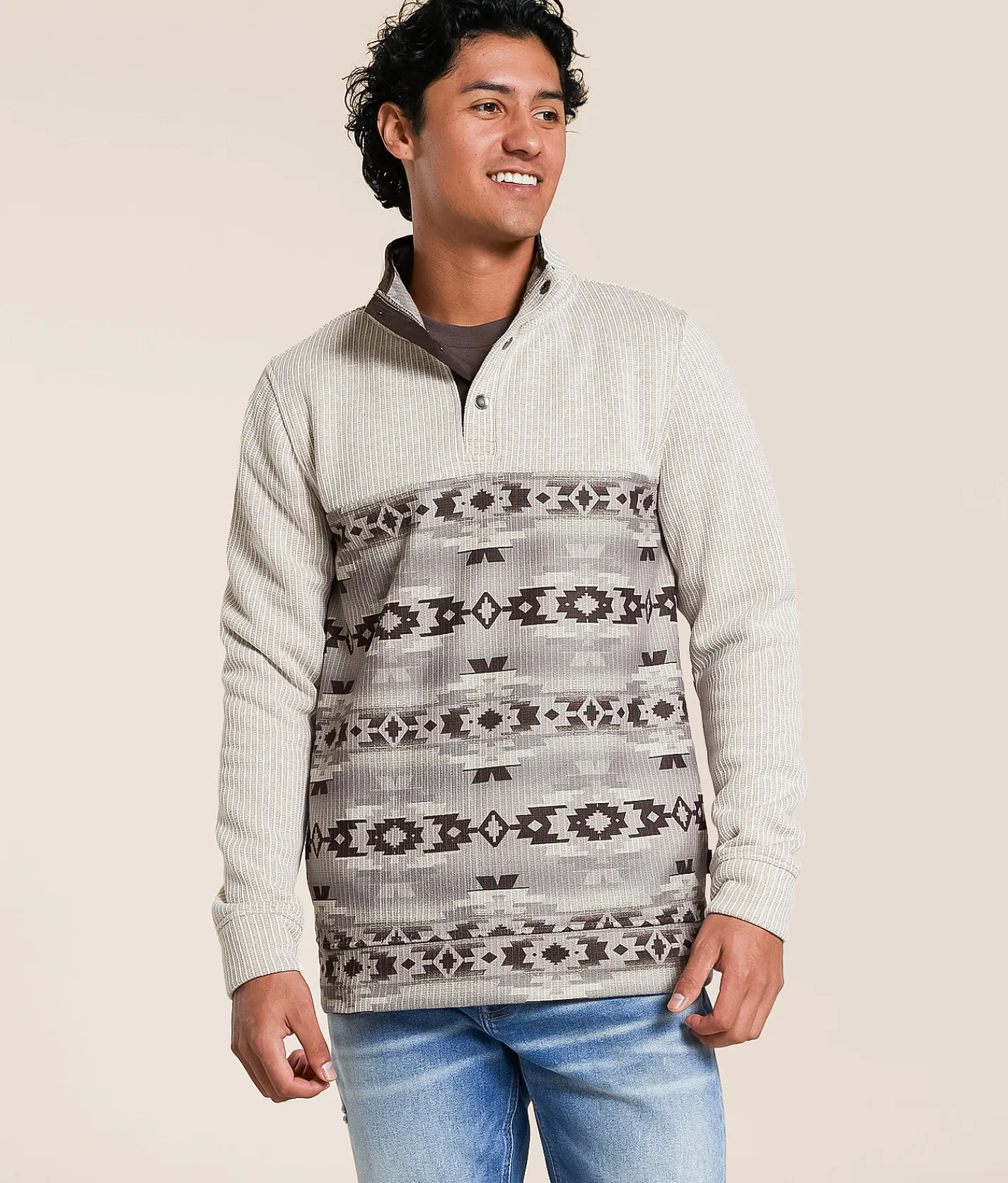 Tops | Departwest Cozy Quarter Snap Pullover Taupe