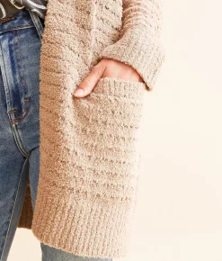 Tops | Daytrip Cozy Striped Cardigan Sweater Cream