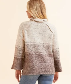 By Together Cozy Striped Sweater Mocha Multi New