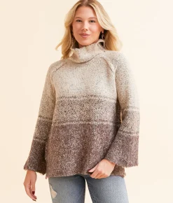 By Together Cozy Striped Sweater Mocha Multi New