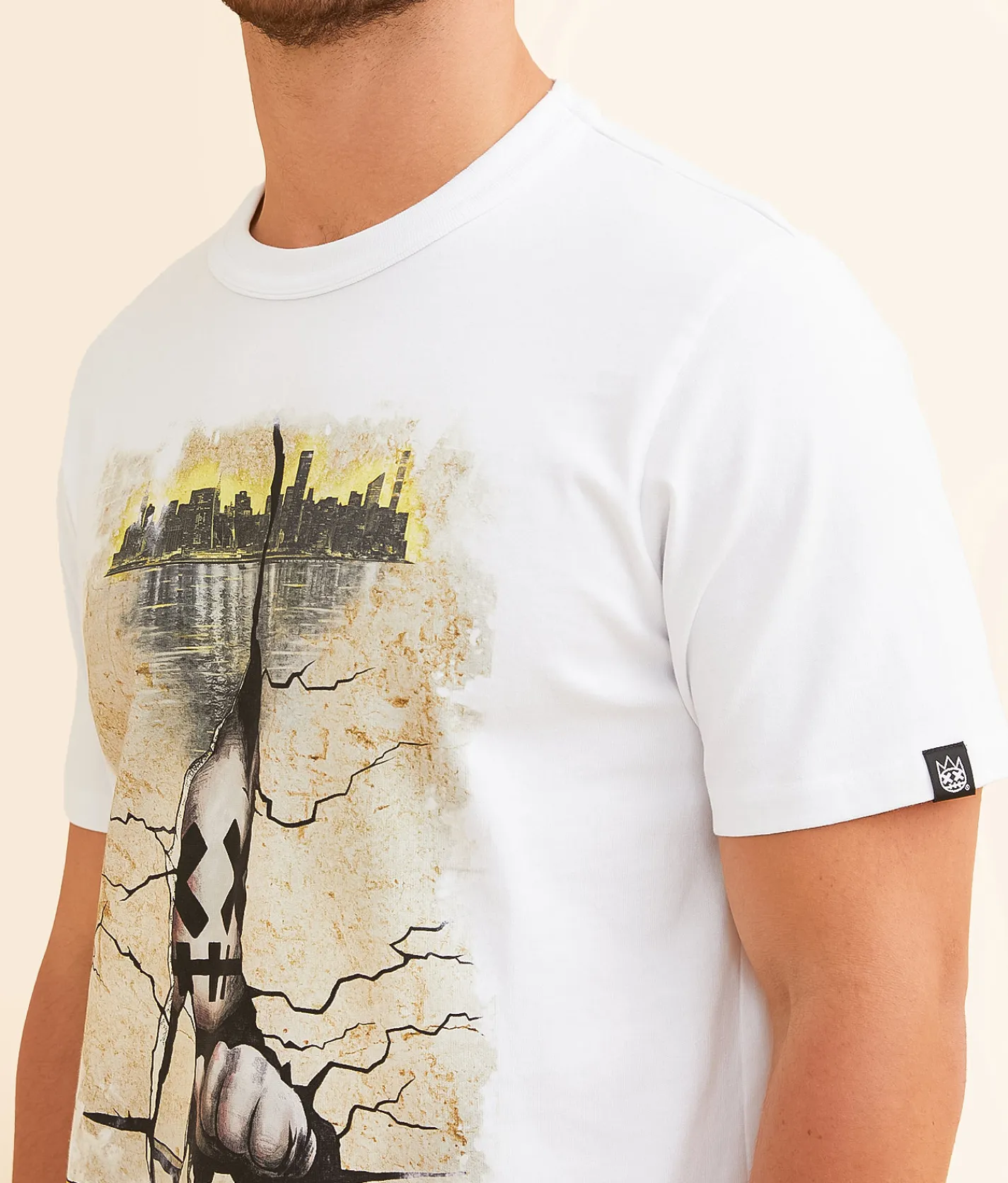 Cult of Individuality Cracked Wall T-Shirt White Clearance