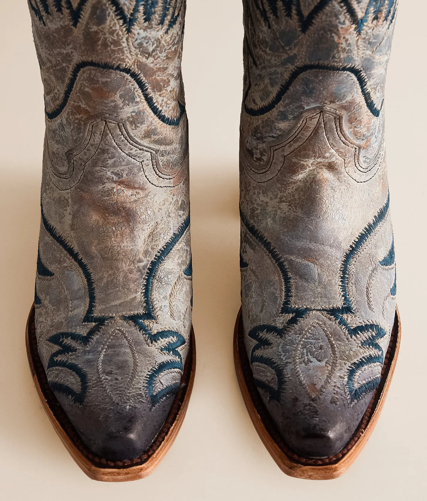 Circle G by Corral Crackled Leather Western Boot Blue Online