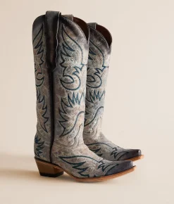 Circle G by Corral Crackled Leather Western Boot Blue Online