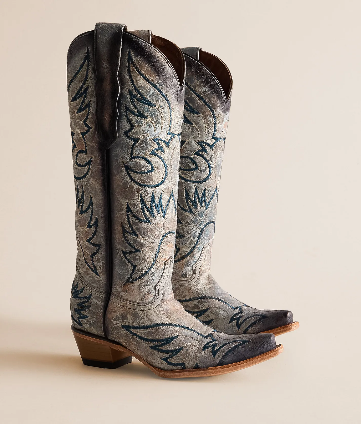 Circle G by Corral Crackled Leather Western Boot Blue Online