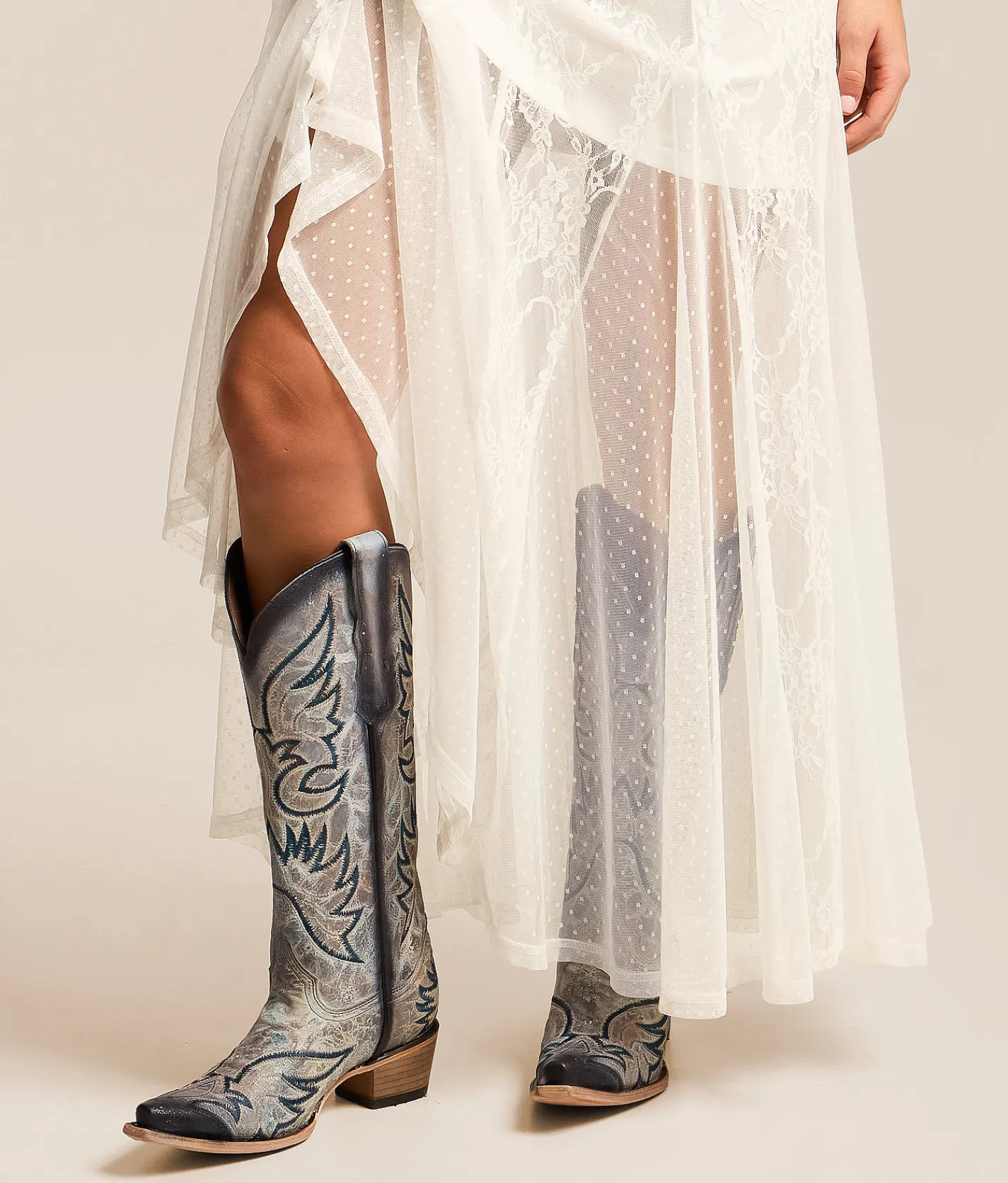 Circle G by Corral Crackled Leather Western Boot Blue Online