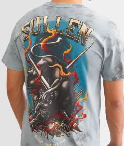 Graphic T-Shirts | Sullen Crawling Panther T-Shirt Slate Lt Grey Crystal Was