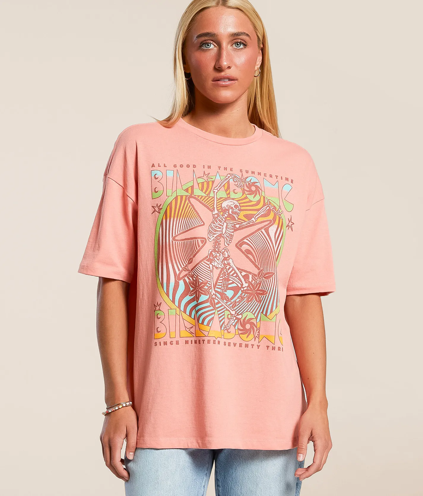 Billabong Crazy Town Oversized T-Shirt Peach Out Online
