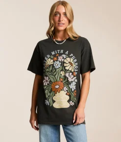 Tops | Modish Rebel Created With A Purpose Oversized T-Shirt Washed Black