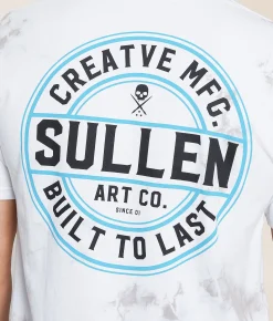Sullen Creative Corp T-Shirt White Grey Crystal Wash New