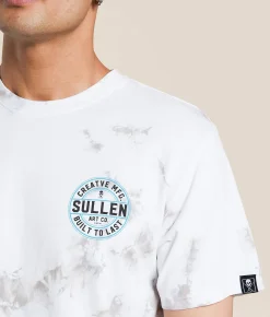 Sullen Creative Corp T-Shirt White Grey Crystal Wash New