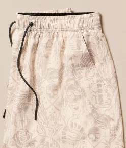 Bottoms|Swimwear | Sullen Creeping Death Stretch Swim Trunks Off White