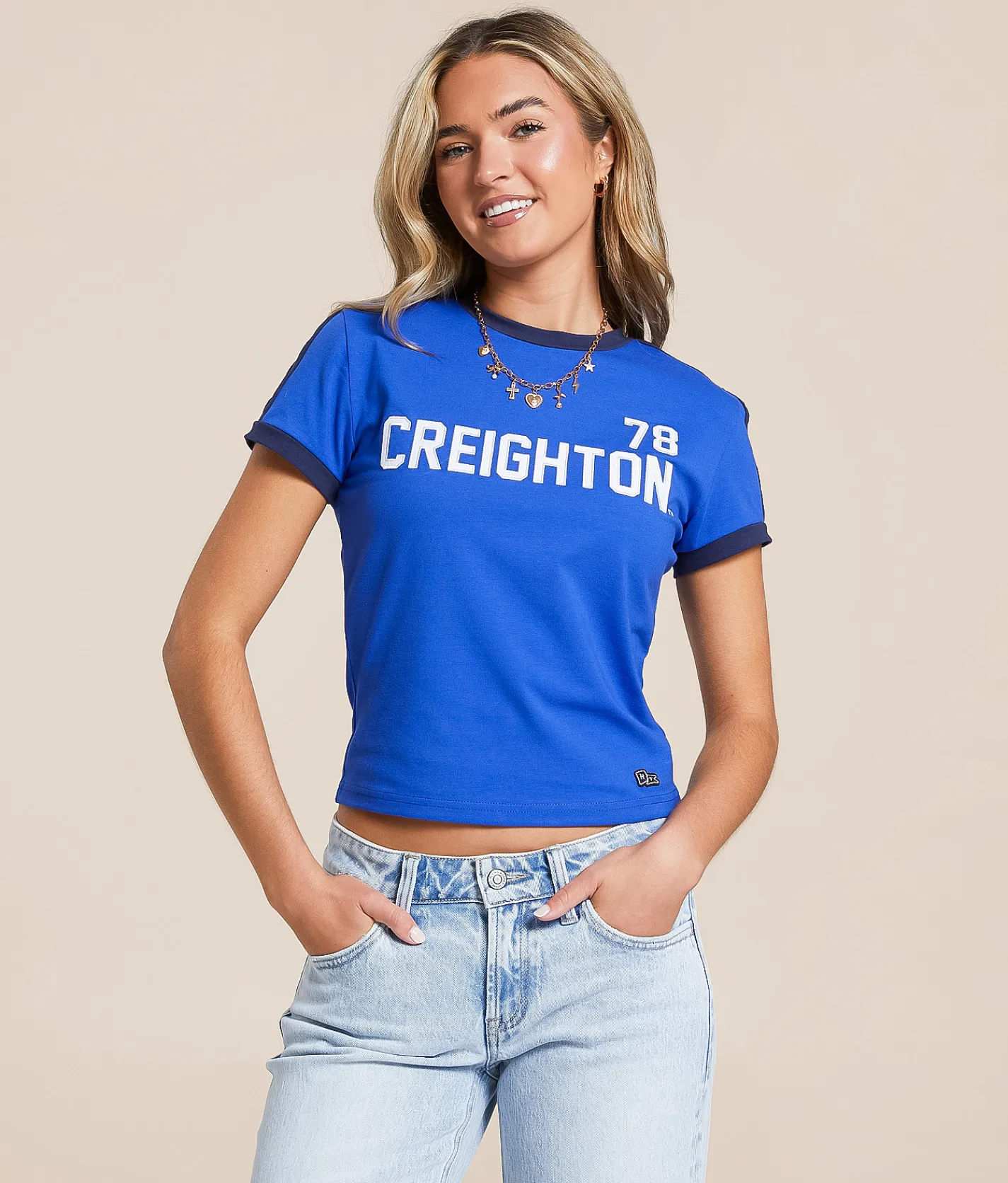 HYPE AND VICE Creighton Bluejays Baby Cropped T-Shirt Royal Blue Outlet