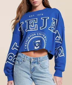 Gameday SOCIAL® Creighton Bluejays Cropped Pullover Royal Blue Best