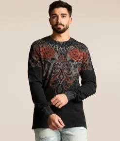 Affliction Crimson Temple Thermal Black Lava Wash Sale