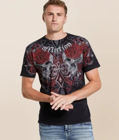 Tops|Graphic T-Shirts | Affliction Crimson Temple T-Shirt Black Lava Wash