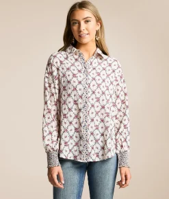 Daytrip Crinkle Floral Oversized Blouse Cream Multi Outlet