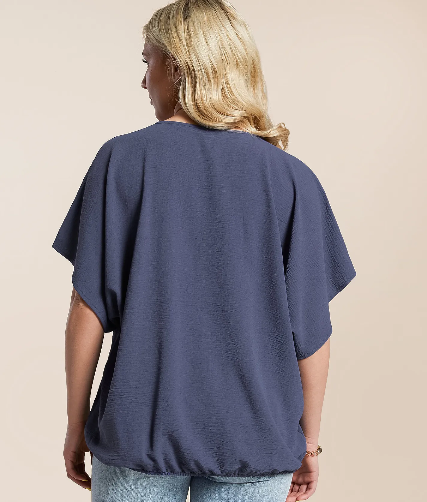 Daytrip Crinkle Front Tie Top Navy Sale