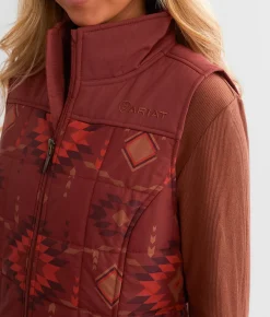 Ariat Crius Insulated Puffer Vest Burnt Rose Print Hot