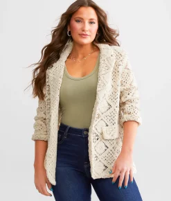 Miss Me Crochet Blazer Natural Best