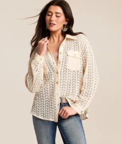 Tops | Miss Me Crochet Blouse Natural
