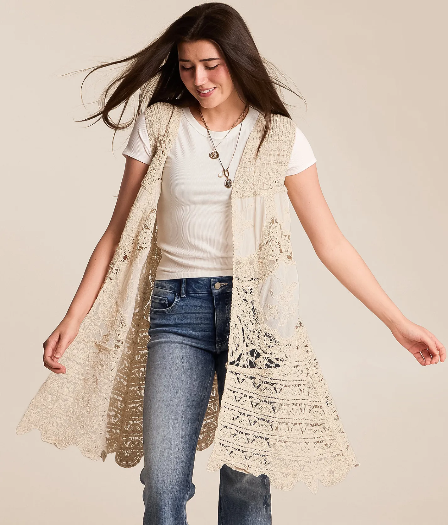 Tops | POL Crochet Cardigan - One Size Natural