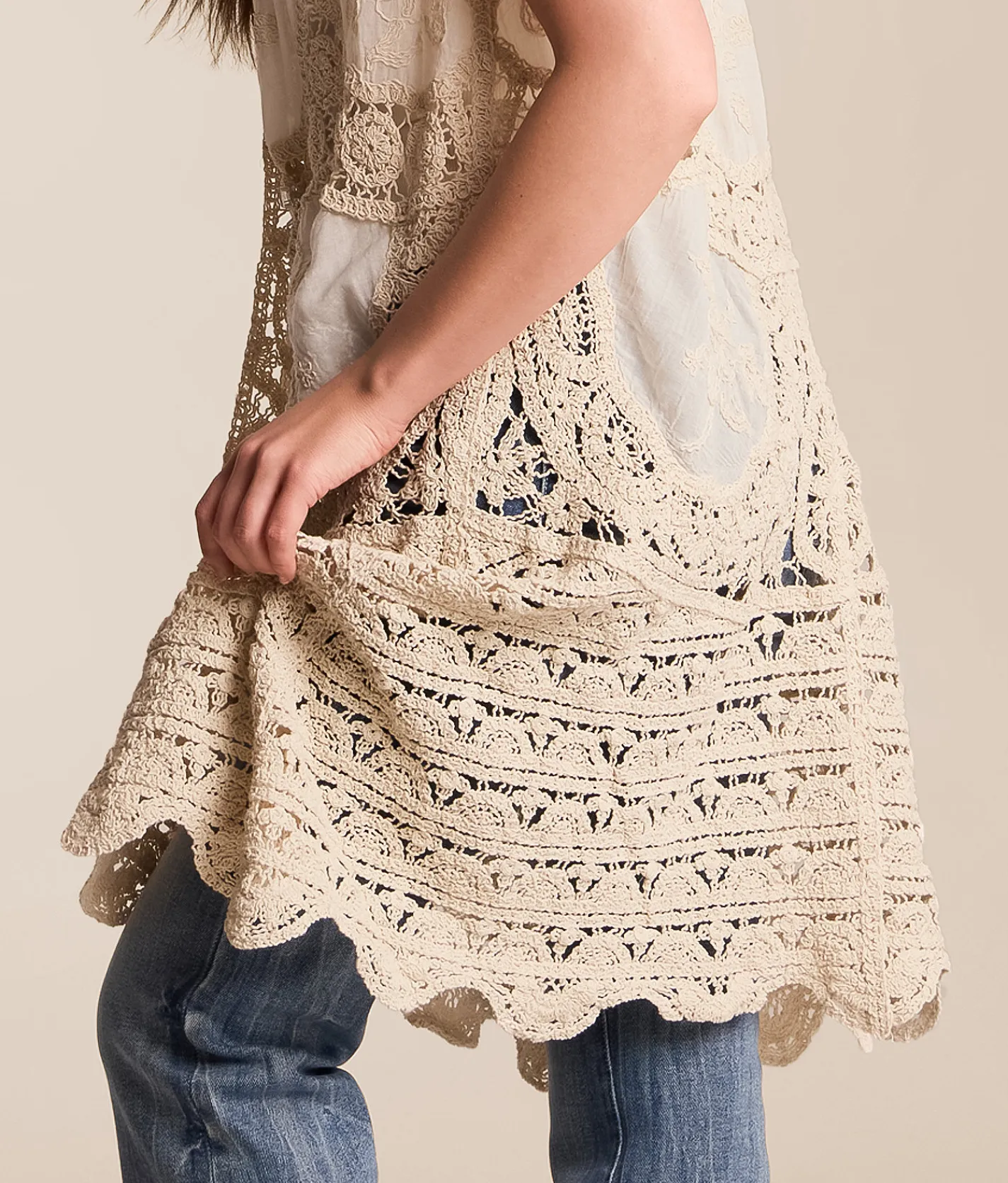 Tops | POL Crochet Cardigan - One Size Natural