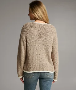 BKE Crochet Chenille Sweater Coral White Discount