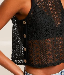 Tops | Hyfve Crochet Cropped Tank Top White