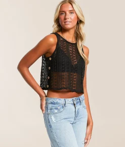 Tops | Hyfve Crochet Cropped Tank Top White