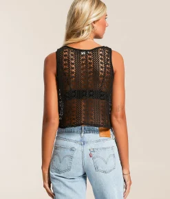 Tops | Hyfve Crochet Cropped Tank Top White