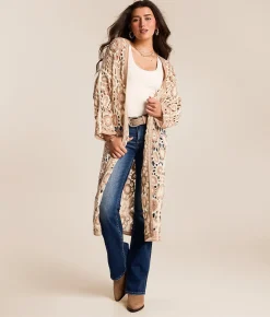 Tops | POL Crochet Flyaway Cardigan - One Size Beige