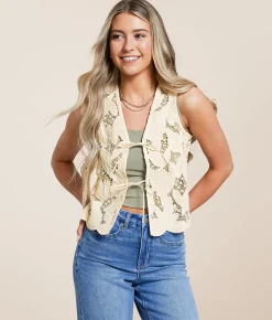 Tops | Willow & Root Crochet Front Tie Tank Top Cream
