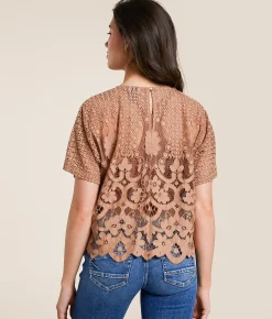 Tops | Daytrip Crochet Lace Scalloped Top Burro