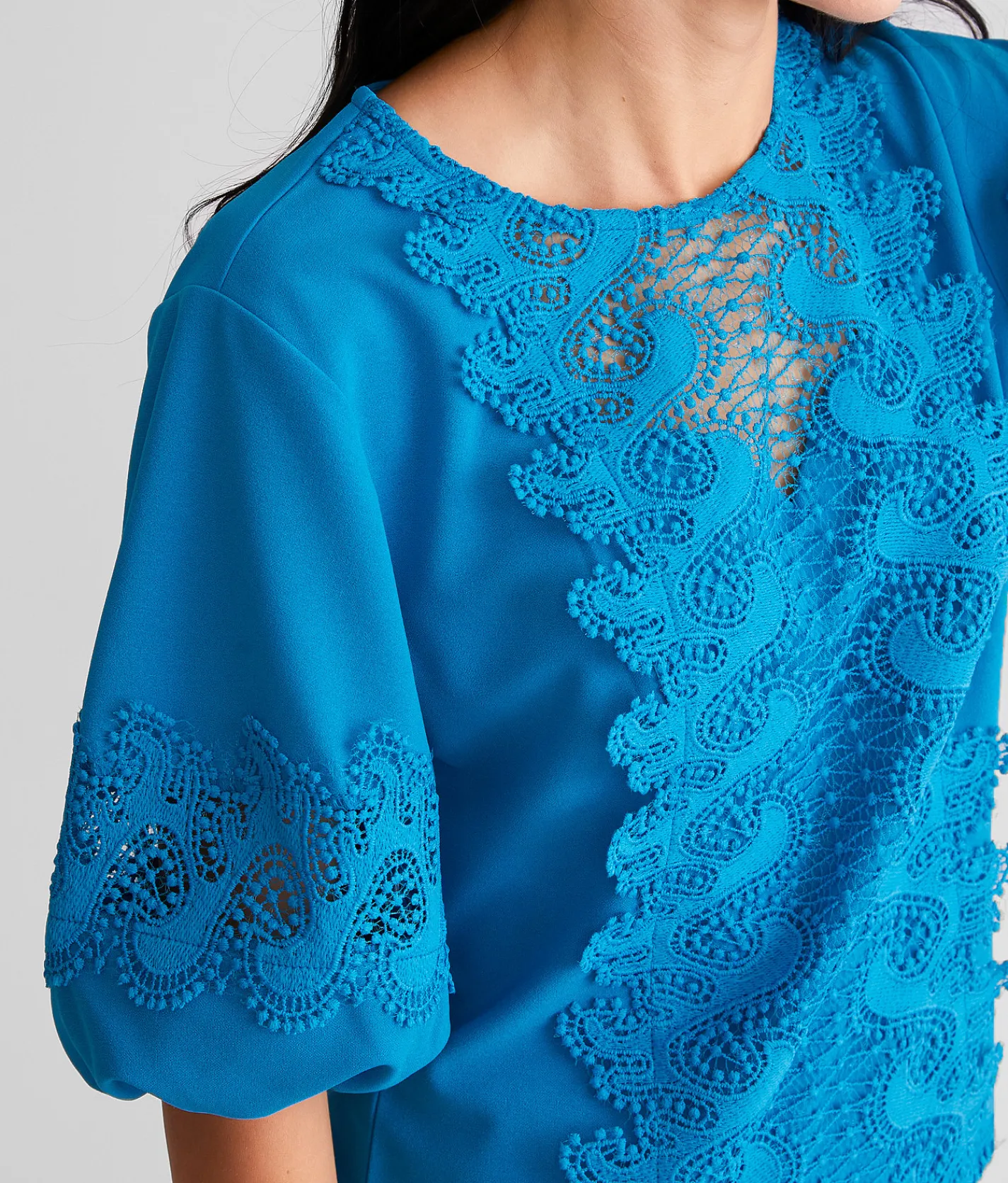 Tops | A. Peach Crochet Overlay Top Cobalt