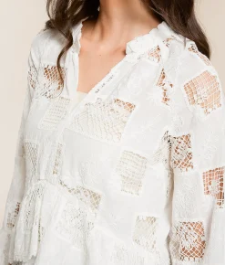 Blue B Crochet Peplum Top Off White Clearance