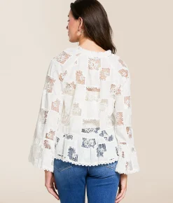 Blue B Crochet Peplum Top Off White Clearance