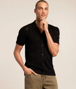Eight X Crochet Shirt Black Hot