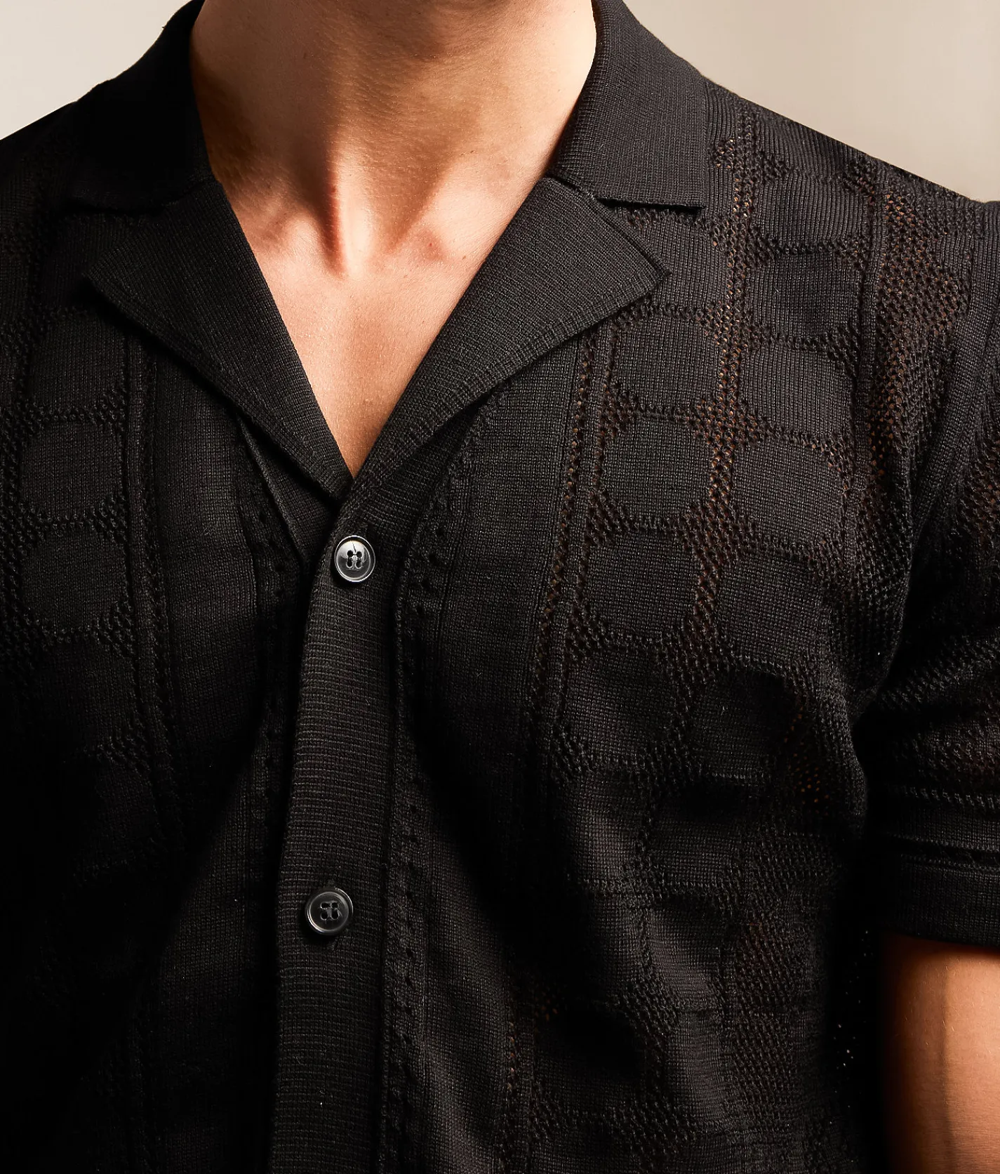 Eight X Crochet Shirt Black Hot